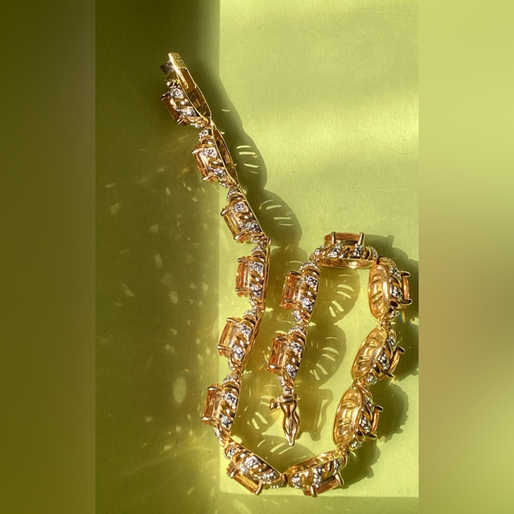 Ross Simmons 18k Gold Over 925 Sterling Silver Tourmaline Gemstones Bracelet - Picture 12 of 16